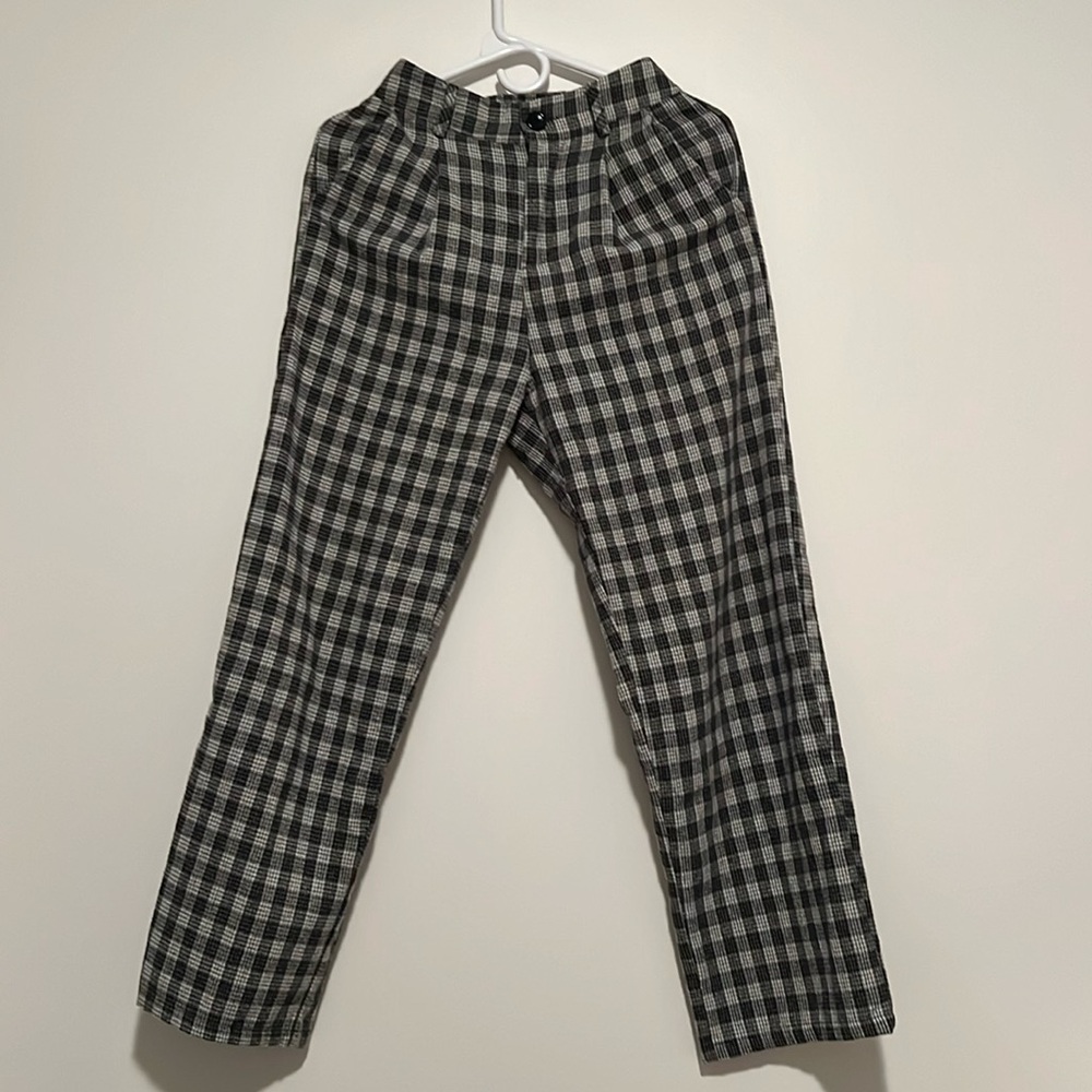 Checkered Straight Leg Pants
